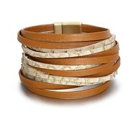 jtkhaweh Good Armband, Armband, Schmuck, Damen Und Herren Lederschmuck Boho Fischschuppen Bedruckte Lederarmbänder Für Frauen Männer Damen Schmale Streifen Mehrschichtiges Breites Wickelarmband Braun