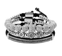 jtkhaweh Good Armband, Armband, Schmuck, Damen Und Herren Lederschmuck Krone Herren Armband Armbänder Für Männer Charm Manschette Armreif 3Pcssilverpolygon