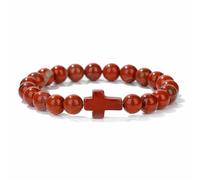 jtkhaweh Good Armband, Armband, Schmuck, Damen Und Herren Lederschmuck Naturstein-Kreuz-Charm-Armband 24.Redstone
