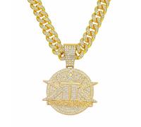 jtkhaweh Halskette Ketten Schmuck Herren Frauen Anhänger Necklace Englische Buchstabenanhänger Hip-Hop Halskette 金色 (King)-配5525款50Cm古巴链