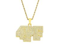 jtkhaweh Halskette Ketten Schmuck Herren Frauen Anhänger Necklace Hip Hop English Brief Anhänger Halskette 金色 (4Pf)-0,3 * 60Cm 不锈钢麻花链