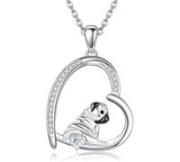 jtkhaweh Halskette Ketten Schmuck Herren Frauen Anhänger Necklace Kreative Mops Herz Anhänger Halskette Für Frauen