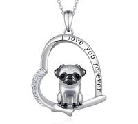 jtkhaweh Halskette Ketten Schmuck Herren Frauen Anhänger Necklace Kreative Süße Herzförmige Mops-Anhänger-Halskette Für Frauen