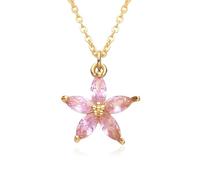 jtkhaweh Halskette Ketten Schmuck Herren Frauen Anhänger Necklace Mehrfarbige Kristall Zirkonia Pflaume Blüte Anhänger Halskette B281