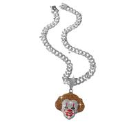 jtkhaweh Halskette Ketten Schmuck Herren Frauen Anhänger Necklace Personalisierte Hip-Hop Classic Clown Diamant Halskette 银色(小丑)-配5525款50Cm古巴链