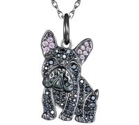 jtkhaweh Halskette Ketten Schmuck Herren Frauen Anhänger Necklace Süßer Dackel Anhänger Halskette Bulldogge-Schwarz