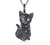 jtkhaweh Halskette Ketten Schmuck Herren Frauen Anhänger Necklace Süßer Dackel Halskette Mit Anhänger Katze-Schwarz