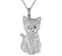 jtkhaweh Halskette Ketten Schmuck Herren Frauen Anhänger Necklace Süßer Dackel Halskette Mit Anhänger Katze-Silber