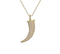 jtkhaweh Halskette Ketten Schmuck Herren Frauen Anhänger Necklace Volle Kubische Zirkonia Pave Setting Wolf's Fang Anhänger Halskette Für Frauen Vintage Bohemian Style 20768