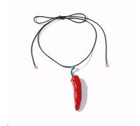 jtkhaweh Halskette Ketten Schmuck Herren Frauen Anhänger Necklace Würzige Rote Chili Personalisierte Emaille Simulierte Obst- Und Gemüsekette