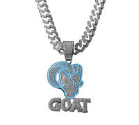 jtkhaweh Halskette Ketten Schmuck Herren Frauen Anhänger Necklace Ziege Buchstabe Goat Anhänger Hip Hop Personalisierte Punk Stil Halskette 单吊坠-银色 (Goat)