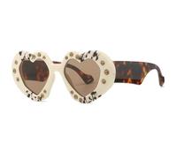 jtkhaweh Retro Sonnenbrille Herren Damen Unisex Bunte Herzförmige Sonnenbrille Frauen Diamant Übergroße Brille Sonnenbrille Weibliche Brille C9Beigw-Brown