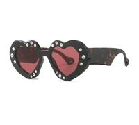 jtkhaweh Retro Sonnenbrille Herren Damen Unisex Bunte Herzförmige Sonnenbrille Frauen Diamant Übergroße Brille Sonnenbrille Weibliche Brille C3Schwarz-Rot