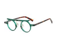 jtkhaweh Retro Sonnenbrille Herren Damen Unisex Kleine Punk Runde Sonnenbrille Frauen Männer Hellgrau Ozean Linse Sonnenbrille Weibliche Mehrfarbige Nieten Brillen Grün