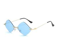 jtkhaweh Retro Sonnenbrille Herren Damen Unisex Vintage Randlose Sonnenbrille Frauen Männer Beliebte Gradient Sonnenbrille Weibliche Reisebrille Blau
