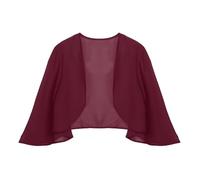 JTKSSCS Bolero Damen Festlich Damen 3/4 Ärmel Chiffon Cardigan Bolero Elegant Sommer Damen Hochzeit Wraps Shrug(Burgundy,XXL)