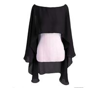 JTKSSCS Bolero Damen Festlich Frauen Chiffon Cape Bolero Femme Mariage Chalas Mujer Abend Hochzeit Braut Jacke Wraps(Black)