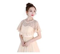 JTKSSCS Bolero Damen Festlich Frauen Floral Spitze Schal Braut Wrap Hochzeit Bolero Cover Up Party Casual Tüll(Champagne)