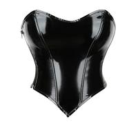 JTKSSCS Corset Top Damen Mode Frauen Shiny PVC Leder Korsett Bustier Crop Tops Seitlichem Reißverschluss Push Up Mieder(XS)