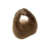 JTKSSCS Plüsch Tasche Kleine Halbmond-Tasche for Damen, warme Handgelenktaschen aus Plüsch for Frauen, modische, pelzige Clutch mit kurzem Griff, süße Damen-Geldbörsen(Brown)