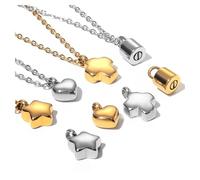 JTKSSCS Urnenketten für Asche Mini-Edelstahl-Herz/Kreuz/Stern/Vorhängeschloss-Anhänger, Urnen-Halskette/Armband-Anhänger, Gedenkschmuck(Heart Silver Chain)