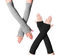 JTMKYO 2 Stück Halbarm-Fingerlinge, Damen-Fingerlose Handschuhe, Armwärmer, Fingerlose Schwarze Lange Handschuhe, Strickärmel, Geeignet Für Herbst- Und Winterdekoration Und Wärme