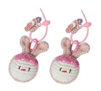 Jtnohx Tier Häkeln Geschenk für Geburtstag, Geschenk für Freundin Freund Mann Frau Boss Lehrer Krankenschwester, 2pcs Tasche Charms, Schlüsselanhänger hängende Ornamente（Blassrosa Kaninchen）