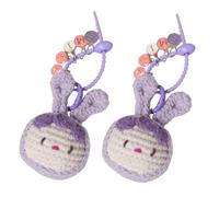 Jtnohx Tier Häkeln Geschenk für Geburtstag, Geschenk für Freundin Freund Mann Frau Boss Lehrer Krankenschwester, 2pcs Tasche Charms, Schlüsselanhänger hängende Ornamente（Blasslila Kaninchen）