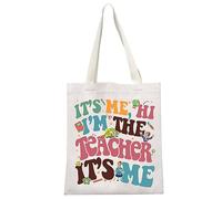 JTOUK Ms Frizzle inspiriertes Geschenk für Lehrer, "It's Me Hi I'm The Teacher It's Me", Leinen-Tragetasche, I'm the Teacher Tote EU, 13.78 inch x 14.96 inch, Large