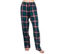 JTPW Women's 100% Cotton Super Soft Flannel Pajama/Lounge Bottoms with Pockets, Green Pink Plaid, Size: S