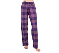 JTPW Women's 100% Cotton Super Soft Flannel Pajama/Lounge Bottoms with Pockets, Violet Pink Check, Size: L