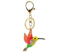 JTTBIGV Niedlicher Tier-Schlüsselanhänger mit glitzernden Kristallen, Tier-Charm, Schlüsselanhänger, Autotasche, Geldbörse, Handtaschen, Autoschlüssel, Dekoration, Grüner Kolibri, Small