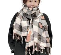 Juankrynord Damen Mädchen Winter Retro Mode Wendbarer Liebesschal Weicher und Bequemer Langer Karierter Schal Schal Verdickter Warmer Schal Poncho Schal Jacke (Rosa,Einheitsgröße)