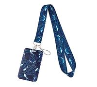 Juanooo Blue Sea Ausweis-Schlüsselband mit Kartenhalter für Schlüssel, niedlicher Wal, Kunststoff, Hartschale, Autoschlüssel, Umhängeband für Frauen, Mädchen, Kinder, Kreuzfahrt-Schlüsselband für