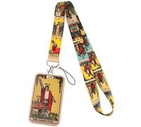 Juanooo Tarotkarten Schlüsselband Ausweishalter für Frauen Mädchen für Ausweis Cool Schlüsselanhänger Halter Lanyard für Schlüssel Brieftasche, Astrologie
