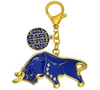 Juanxian Big Money Bull Amulett Schlüsselanhänger Blue Bull Schlüsselanhänger Viel Glück für Karriere und Reichtum w5327