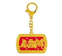 Juanxian Feng Shui 3 Celestials Schlüsselanhänger Three Killings Pi Yao Chi Lin Fu Dog Good Luck, rot, 10.5*6CM