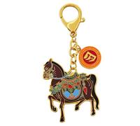 Juanxian Feng Shui 3 Powers Windhorse-Schlüsselanhänger, Heimdekoration, Harmonie und Balance, Frieden, chinesische Mabao-Periode 9, Windhorse w5619, braun, 11.5*4.5*6CM