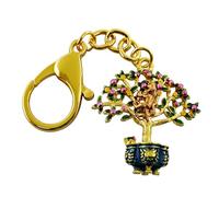 Juanxian Feng Shui Schlüsselanhänger Pfirsichbaum mit magischem Affe und 9 Münzen für Langlebigkeit, Vitalität, Reichtum, mehrfarbig, 10.5*3.6*4CM