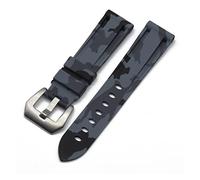 JUANZD 20 mm, 22 mm, 24 mm, Camouflage-Uhrenarmbänder, Herrenuhr, Silikon-Gummi-Uhrenarmband, kompatibel mit Edelstahl-Panera-Schnalle(Grey,24mm)