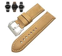 JUANZD 26mm Rindsleder Leder Armband Kompatibel Mit Radiomir Uhr Strap Edelstahl Schnalle herren Armbänder(Yellow silver)