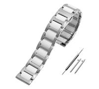 JUANZD Edelstahl In Keramik Armband 12 13 14 15 16 17 18 19 20 21 22mm Uhrenarmband Frauen Mann Mode Schnellverschluss Armband(Silver white,22mm)