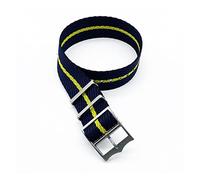 JUANZD Einstellbare Single Pass Gewebtes Nylon Gestreiftes Uhrenband 20mm 22mm Silber/Kupferschnalle Kompatibel mit Tudor Black Bay Nato Strap(Black navy yellow,20mm)