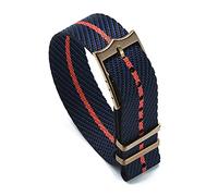 JUANZD Einstellbare Single Pass Gewebtes Nylon Gestreiftes Uhrenband 20mm 22mm Silber/Kupferschnalle Kompatibel mit Tudor Black Bay Nato Strap(Copper Buckle No.4,22mm)