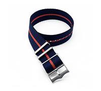 JUANZD Einstellbare Single Pass Gewebtes Nylon Gestreiftes Uhrenband 20mm 22mm Silber/Kupferschnalle Kompatibel mit Tudor Black Bay Nato Strap(Black navy red,22mm)