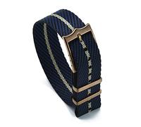 JUANZD Einstellbare Single Pass Gewebtes Nylon Gestreiftes Uhrenband 20mm 22mm Silber/Kupferschnalle Kompatibel mit Tudor Black Bay Nato Strap(Copper Buckle No.2,20mm)