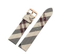 JUANZD Kariertes Muster Leder + PU-Armband 12 14 16 18 20 22 mm Schwarzbraunes Armband Kompatibel mit BU19384 Uhrenkette for Männer und Frauen(Ricewhite rosegold A,20mm)