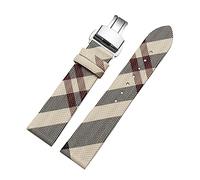 JUANZD Kariertes Muster Leder + PU-Armband 12 14 16 18 20 22 mm Schwarzbraunes Armband Kompatibel mit BU19384 Uhrenkette for Männer und Frauen(Rice white silver B,14mm)