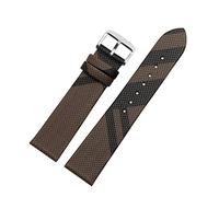 JUANZD Kariertes Muster Leder + PU-Armband 12 14 16 18 20 22 mm Schwarzbraunes Armband Kompatibel mit BU19384 Uhrenkette for Männer und Frauen(Brown silverA,20mm)