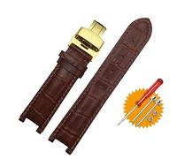 JUANZD Leatehr-Uhrenarmband, 20 x 11 mm, 20 x 12 mm, 22 x 13 mm, kompatibel mit GC Guess Car-Tier PASHA W3108/HPI004 Uhrenarmband mit Schmetterlingsschnalle(Brown Brown-gold,22mm-13mm)